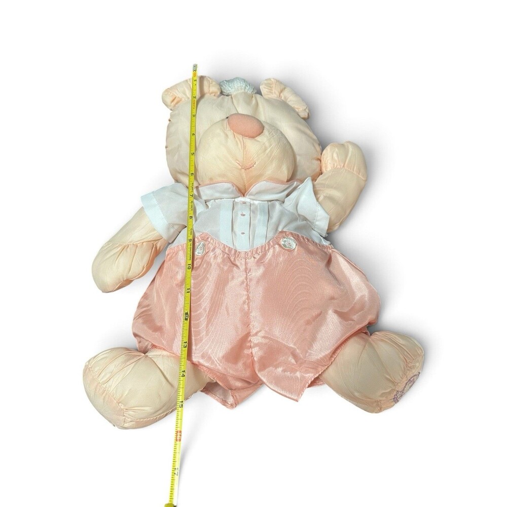 Fisher Price Vintage 1986 PUFFALUMP Orange Peach Bear Cub #8003 W/ Outfit 15’’